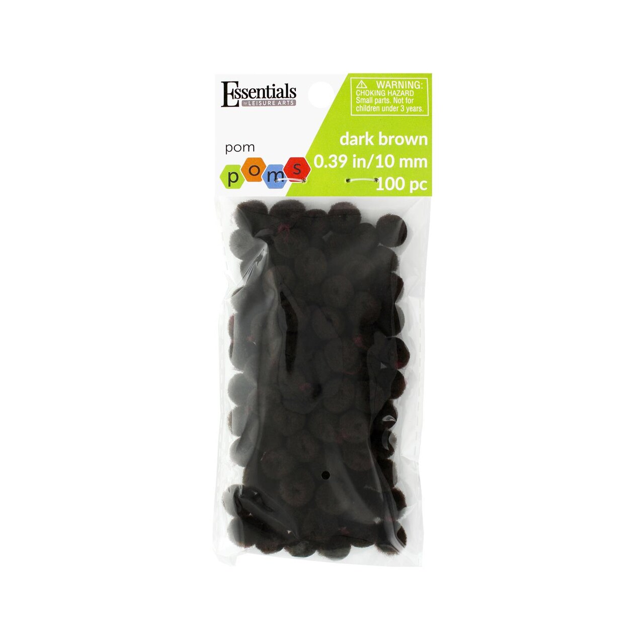 Essentials By Leisure Arts Pom Poms - Dark Brown -10Mm - 100 Piece Pom Poms Arts And Crafts Colored Pompoms For Crafts Craft Puff Balls For Crafts